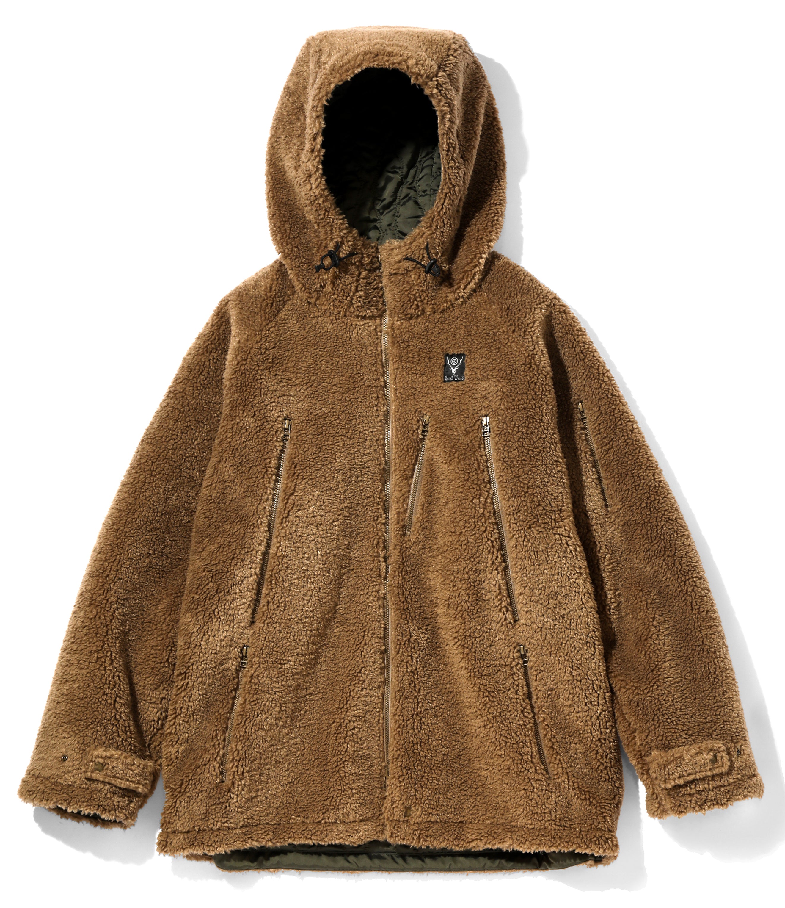 Zipped Coat - Mocha - Poly Curl Fur