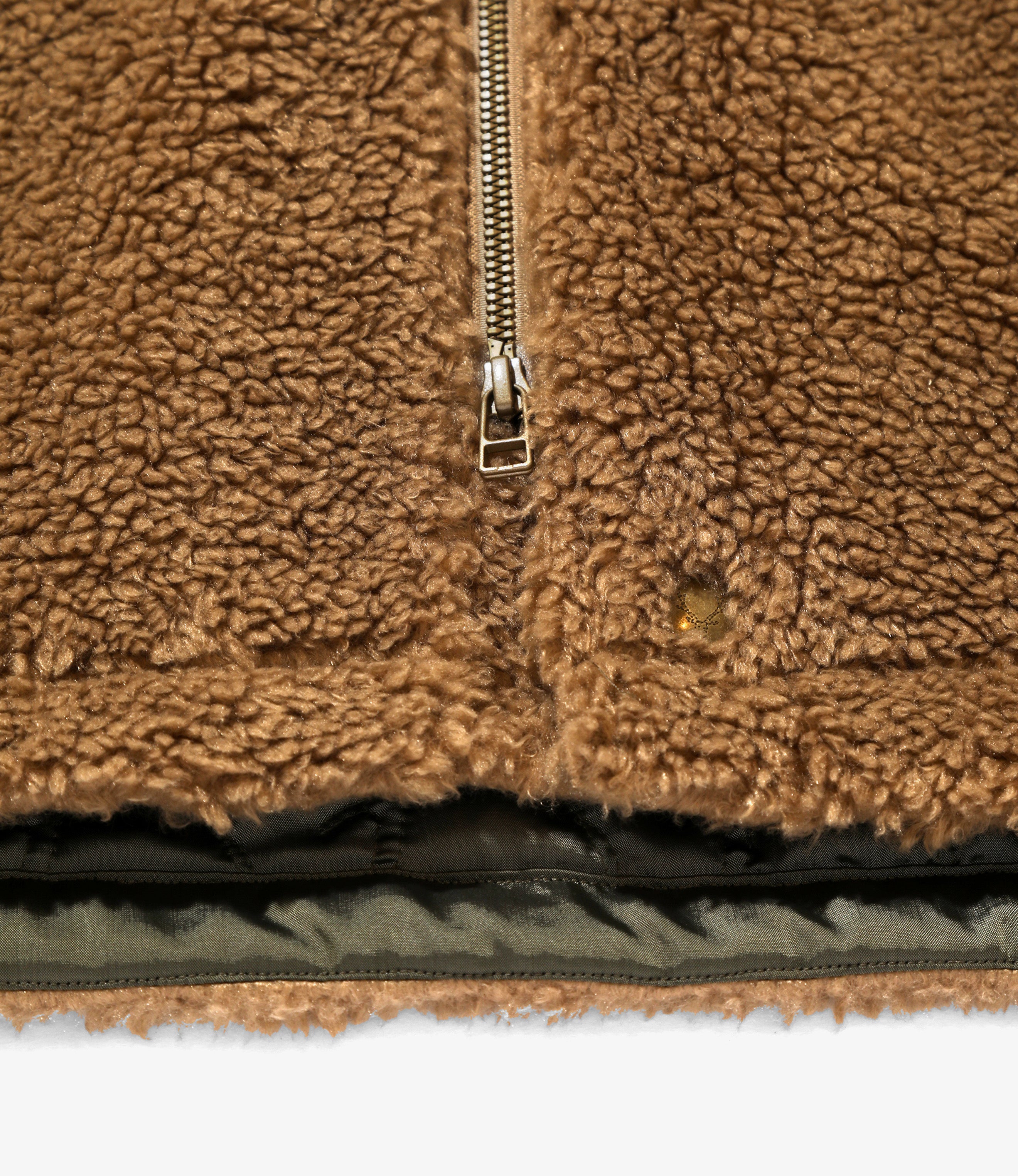 Zipped Coat - Mocha - Poly Curl Fur