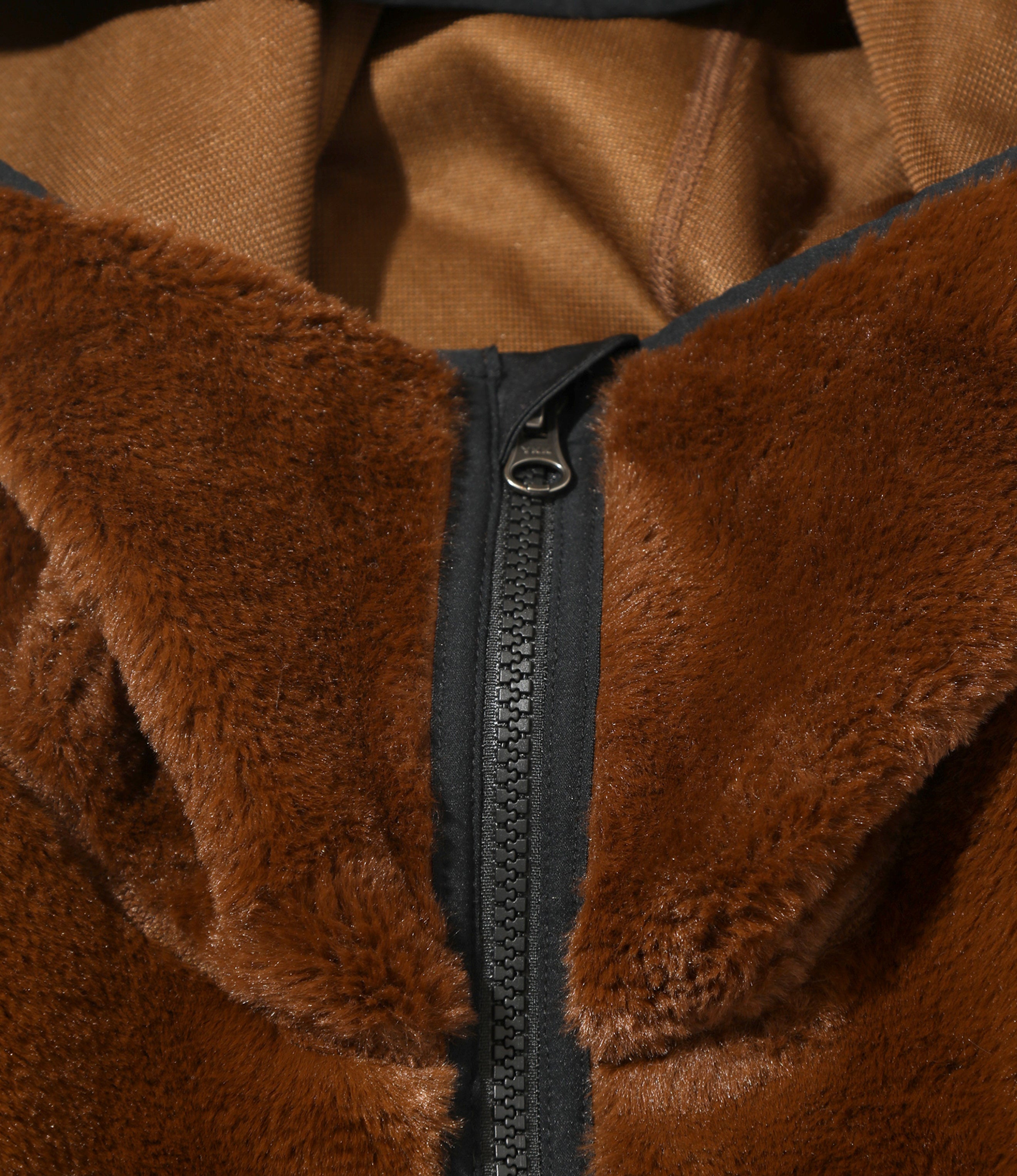 Piping Pullover Hoody - Brown - Micro Fur