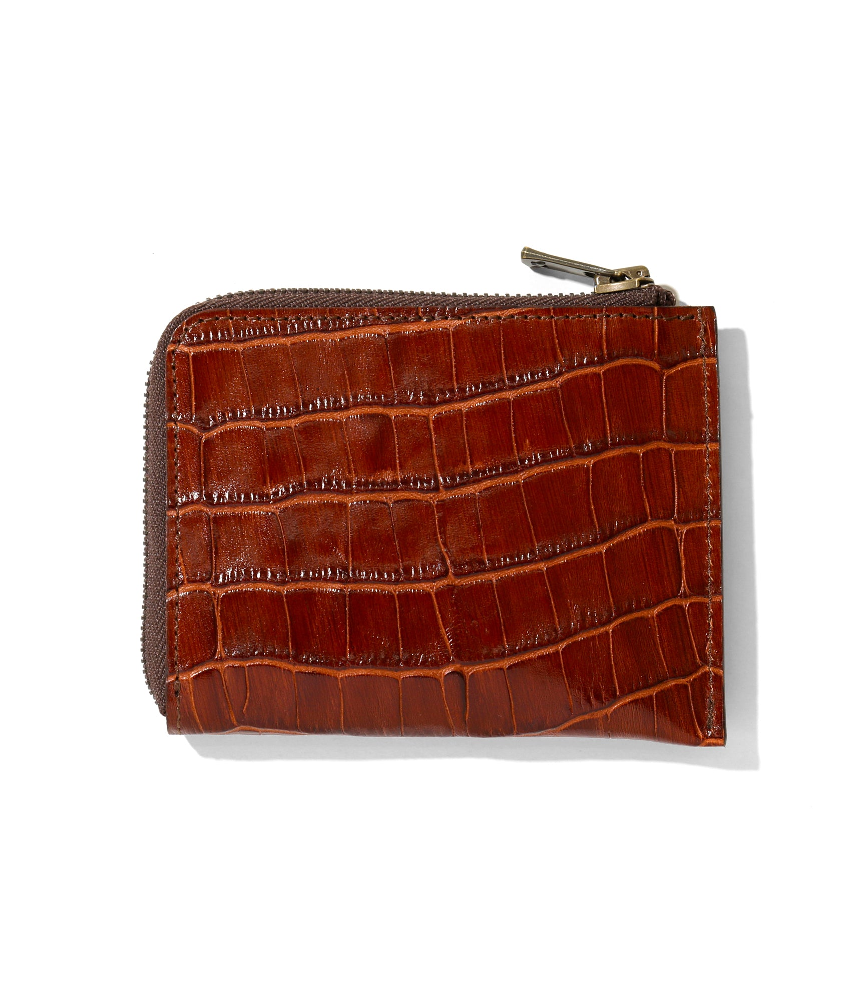Coin Case - Brown - Crocodile Embossed Leather