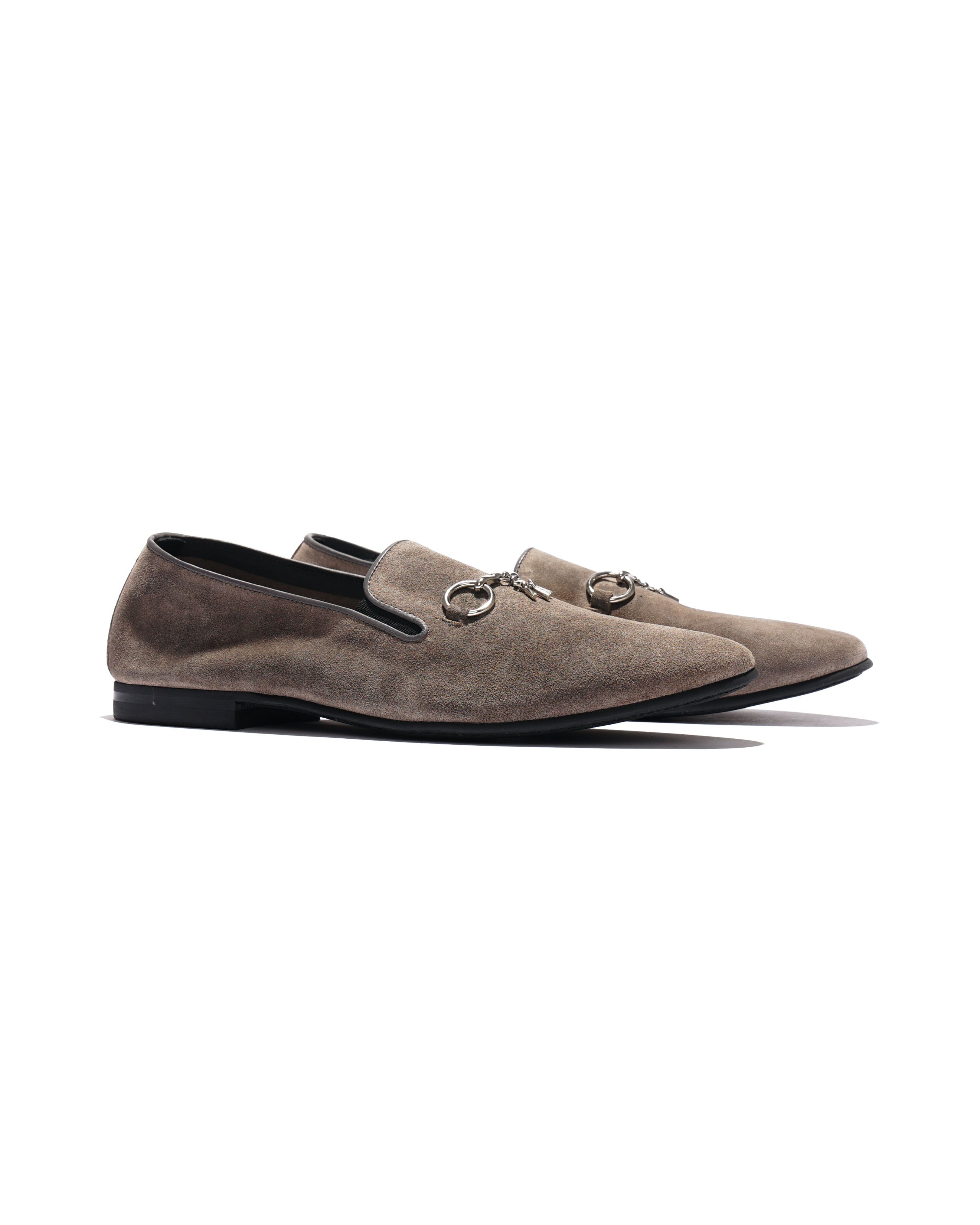 Tassel Bit Unlined Slip-on - Roughout - Taupe