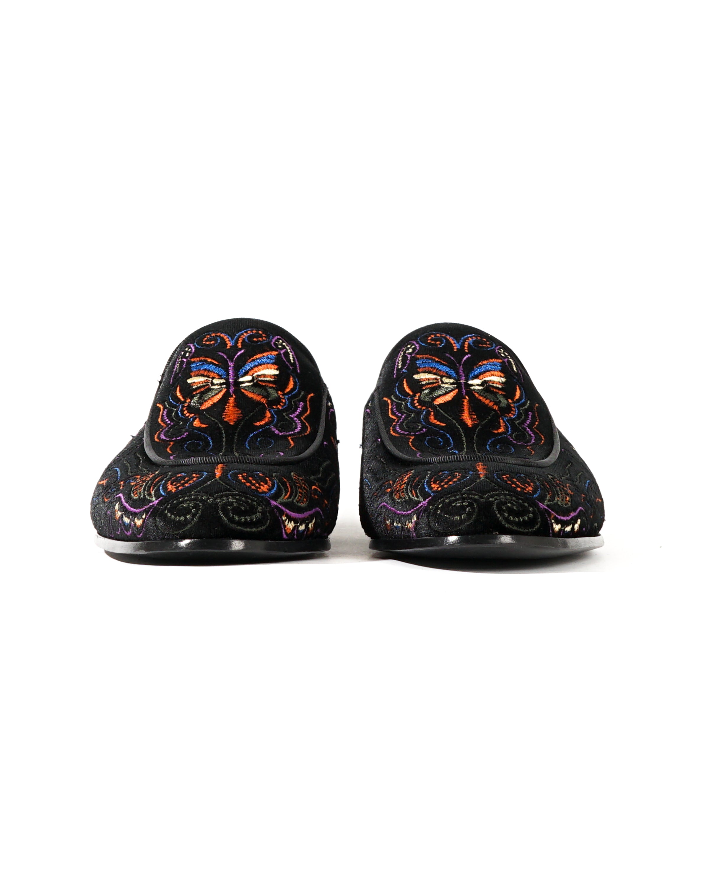 Velvet Mule Papillon Embroidery - Black
