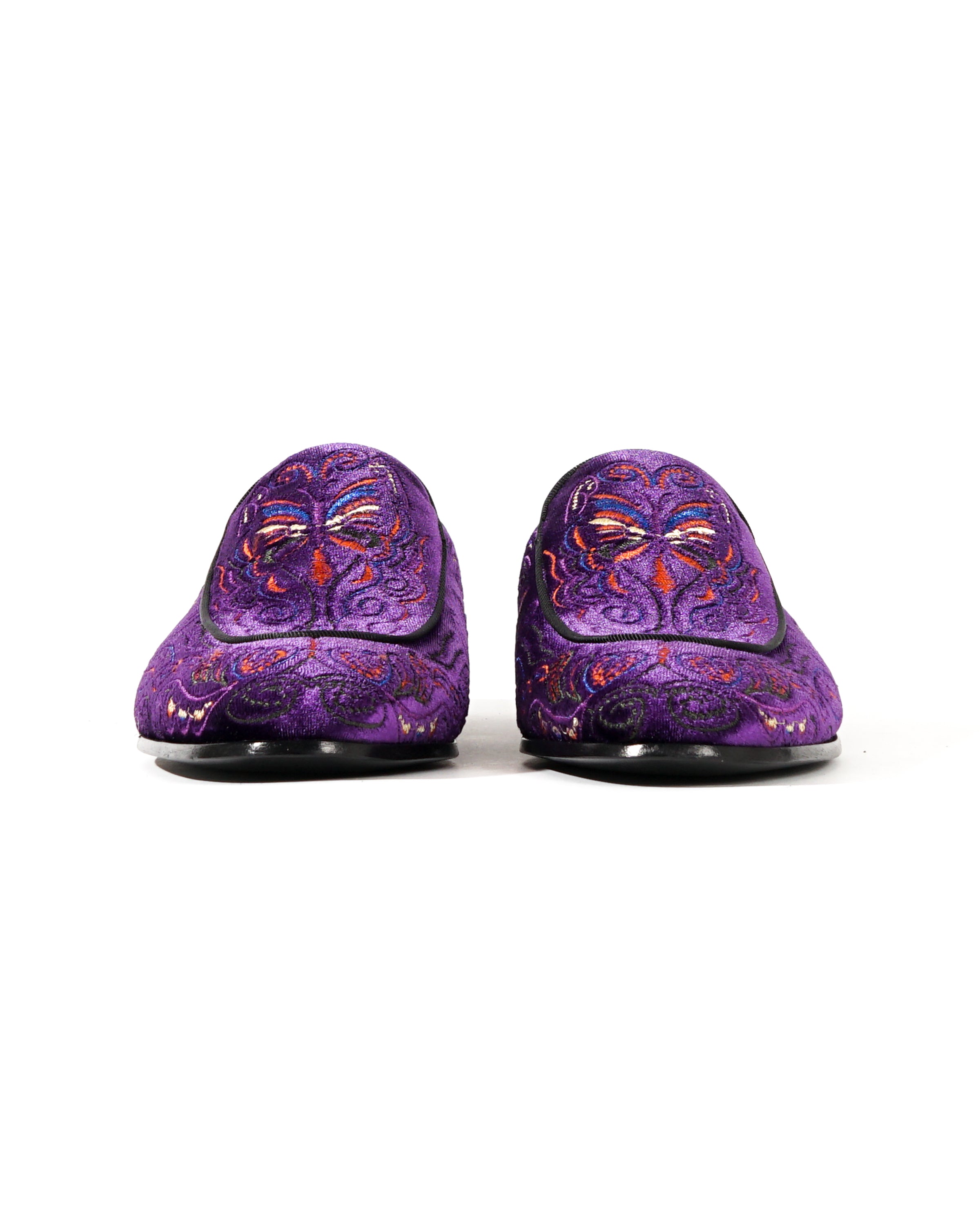 Velvet Mule Papillon Embroidery - Purple