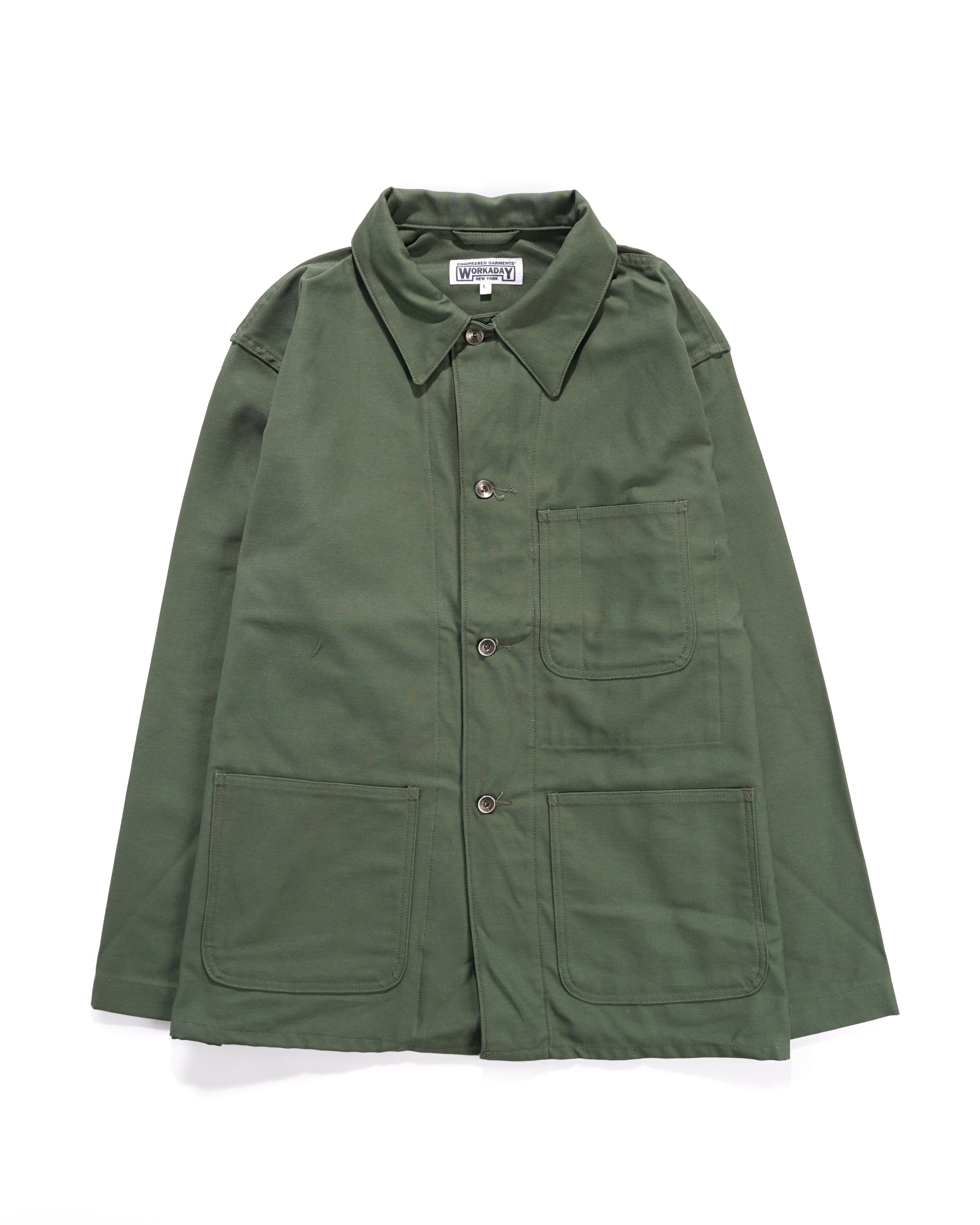 Utility Jacket -Olive Cotton Reverse Sateen | Nepenthes New York